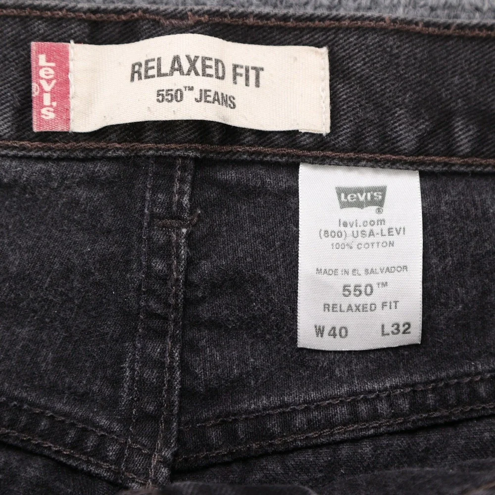 Vintage Levis 550 Mens Relaxed Fit Tapered Leg Denim Black Red Tab Jeans 40x32